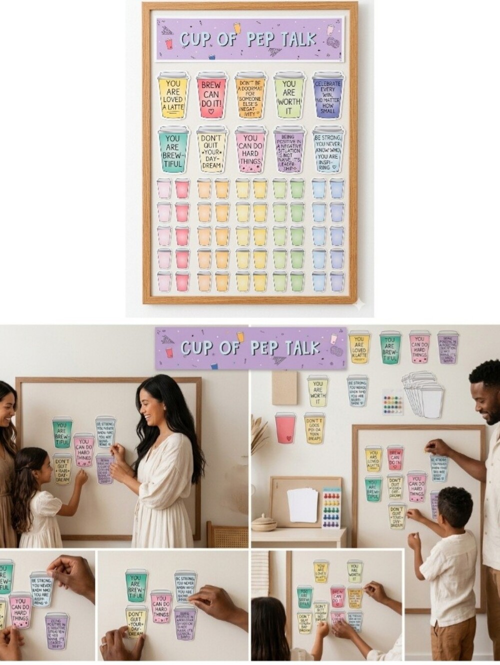 🍎Nwt 61pcs Callie Danielle "Cup of Pep Talk" Classroom Bulletin Board Kit Cards